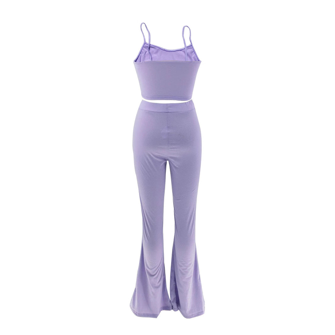 Purple Tank & Flared Pants Set