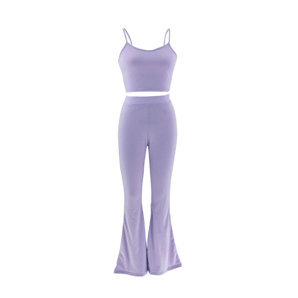Purple Tank & Flared Pants Set