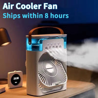 3-in-1 Mini Air Cooler Fan with Humidifier & LED Night Light – USB Portable