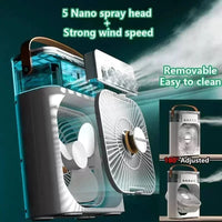 3-in-1 Mini Air Cooler Fan with Humidifier & LED Night Light – USB Portable