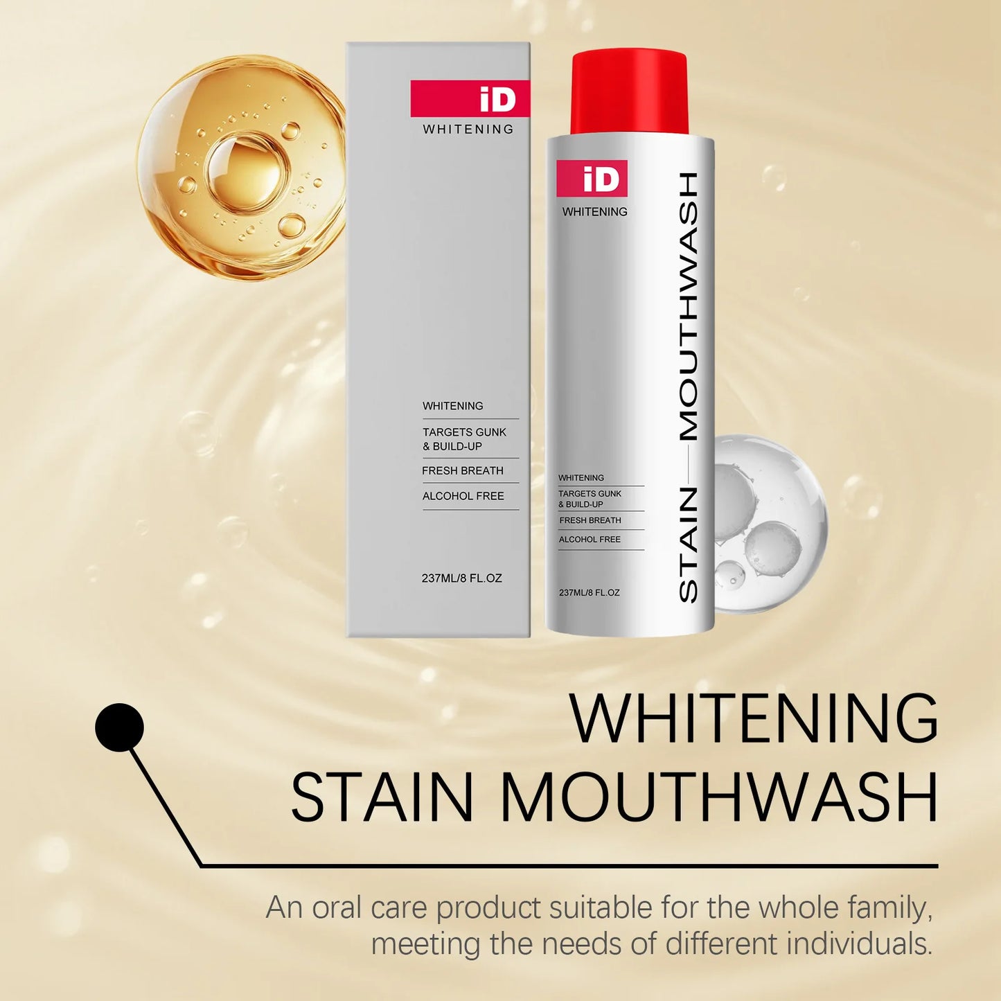 Whitening Menthol Mouthwash – Bad Breath & Stain Remover 237ml