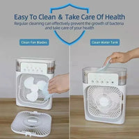 3-in-1 Mini Air Cooler Fan with Humidifier & LED Night Light – USB Portable