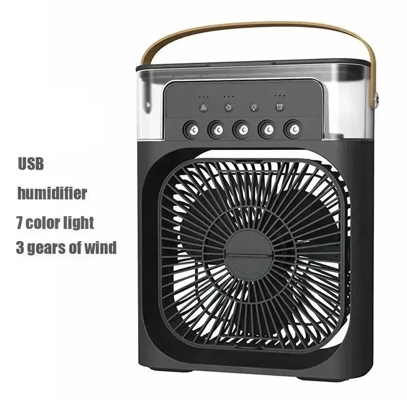 3-in-1 Mini Air Cooler Fan with Humidifier & LED Night Light – USB Portable