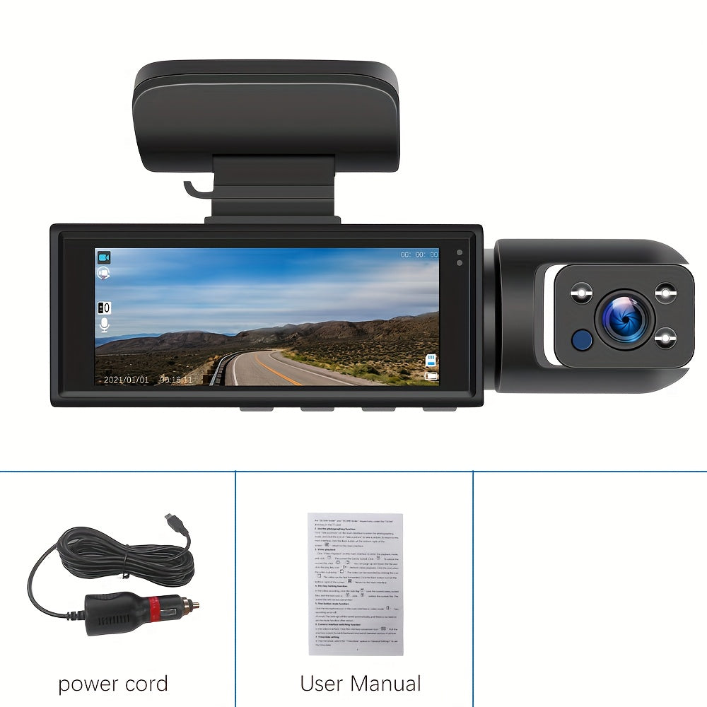 PODOFO 1080P Dual Dash Cam – Front & Interior Car Camera with Night Vision