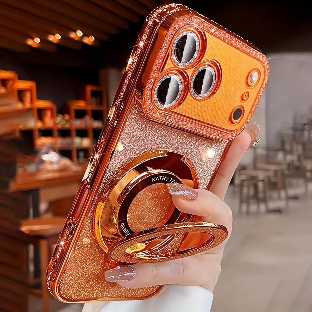Luxury Bling Glitter Phone Case with Ring Holder for iPhone 17 Pro Max