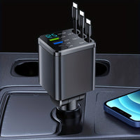 Retractable Car Charger with USB-C Cables