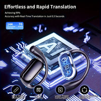 AI Translation Earphones - Open-Ear Bluetooth 5.4 Wireless