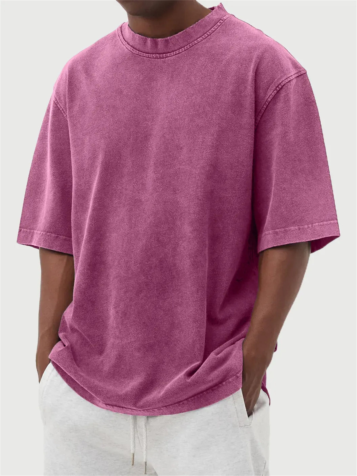 Men's Distressed Washed Pullover T-Shirt