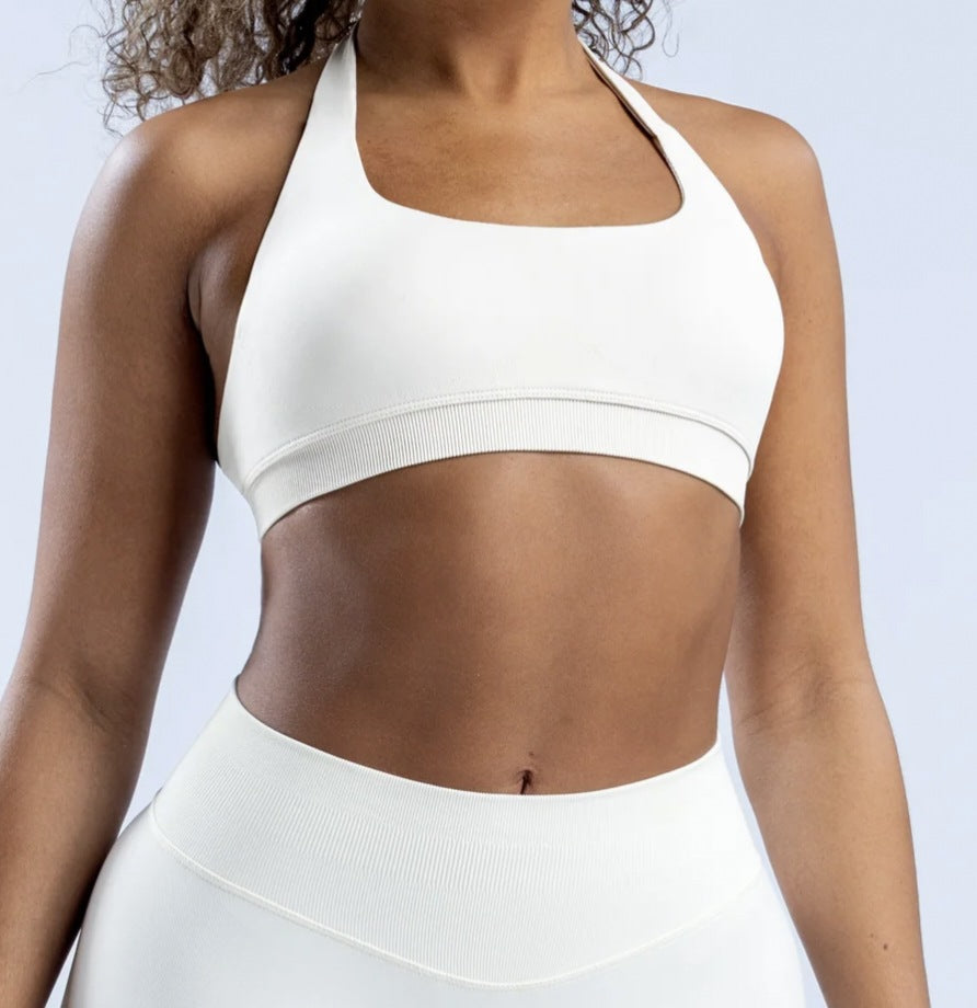High Elastic Yoga Outfit Halter Bra Shorts Set