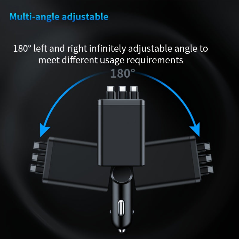 Retractable Car Charger with USB-C Cables