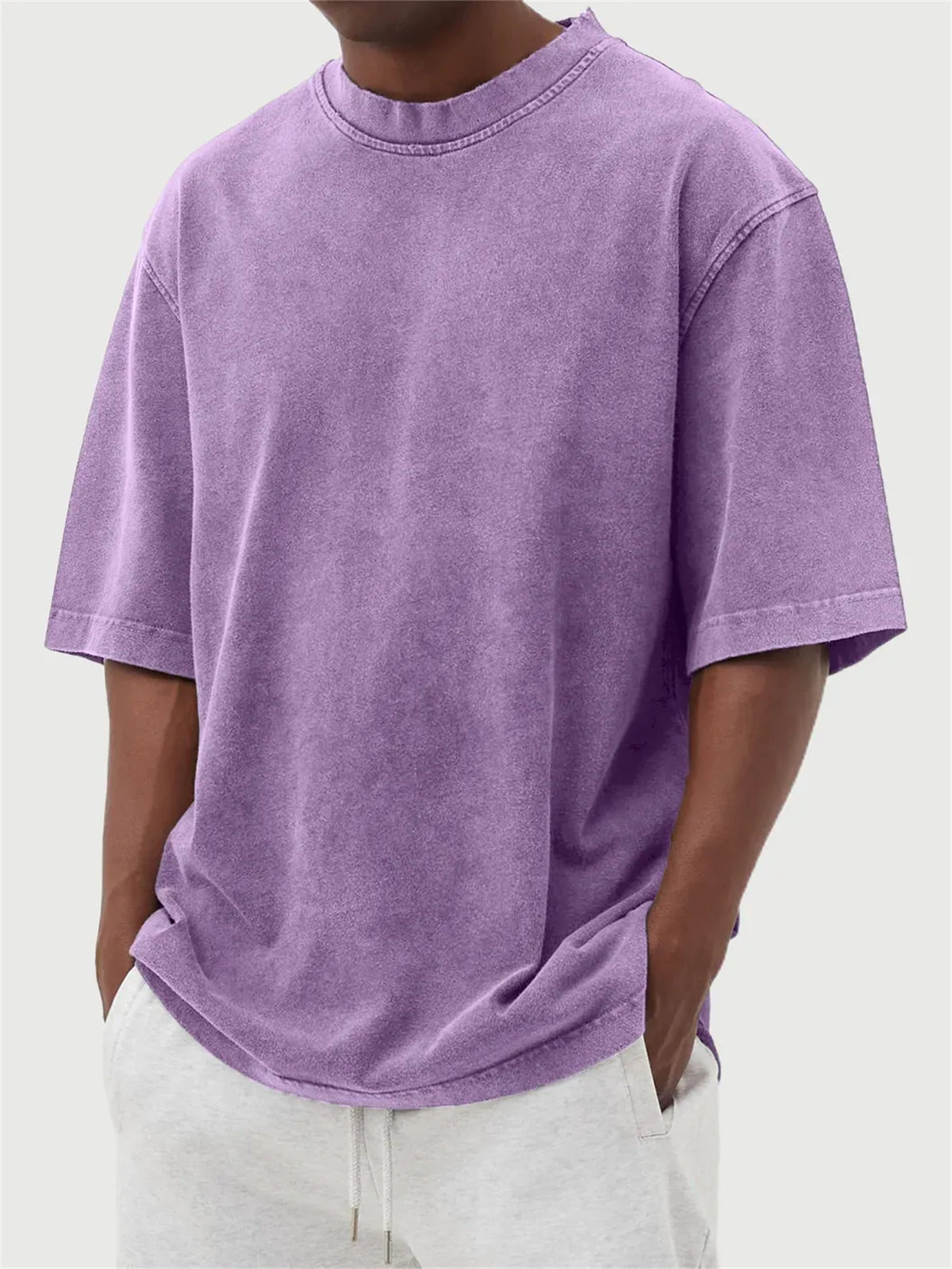 Men's Distressed Washed Pullover T-Shirt