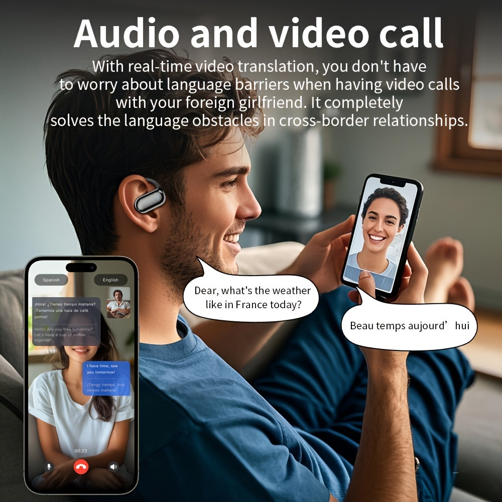 AI Translation Earphones - Open-Ear Bluetooth 5.4 Wireless
