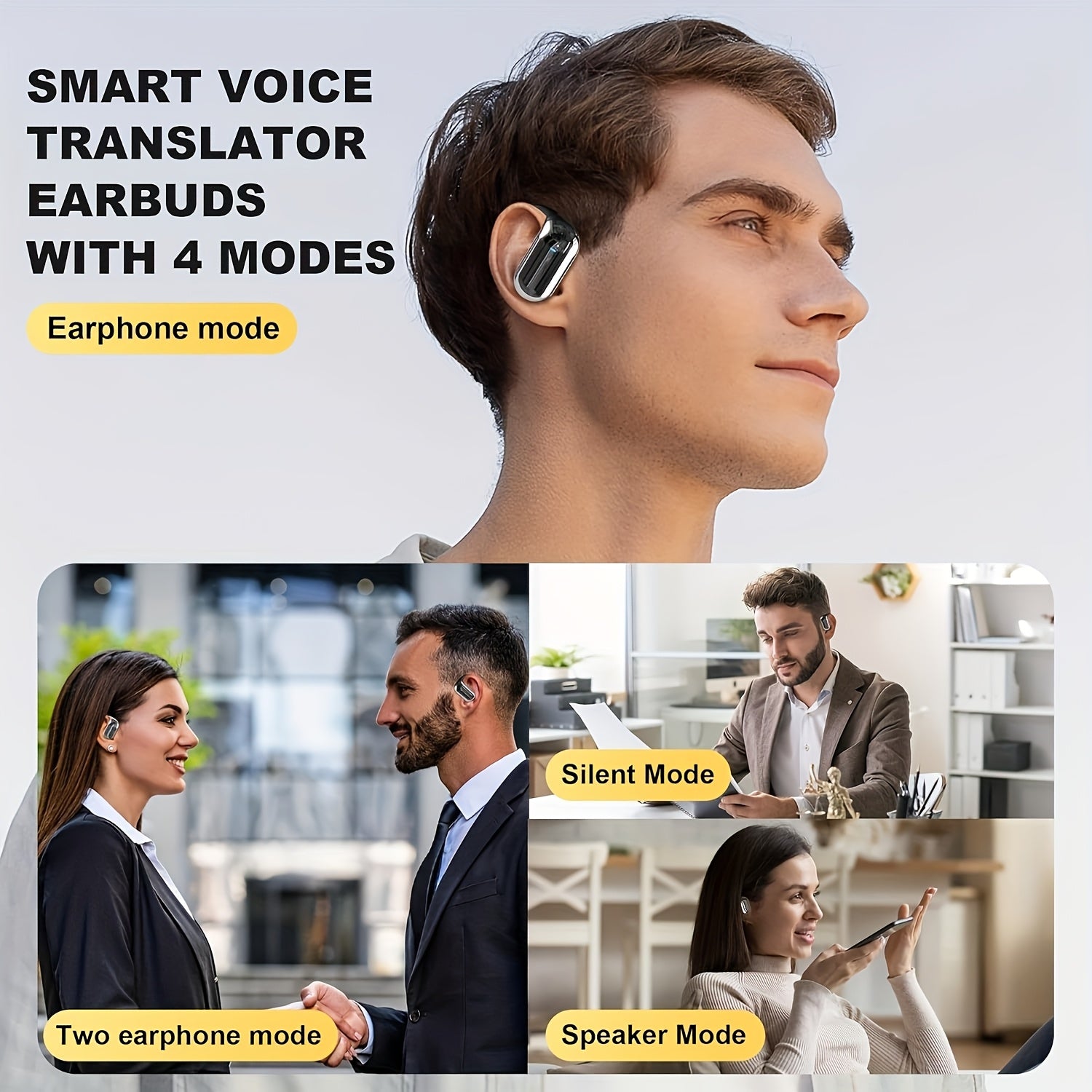 AI Translation Earphones - Open-Ear Bluetooth 5.4 Wireless