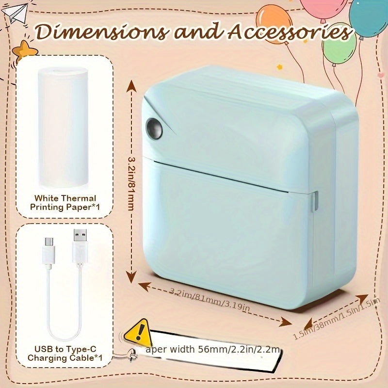 Portable Wireless Thermal Printer with Paper Roll