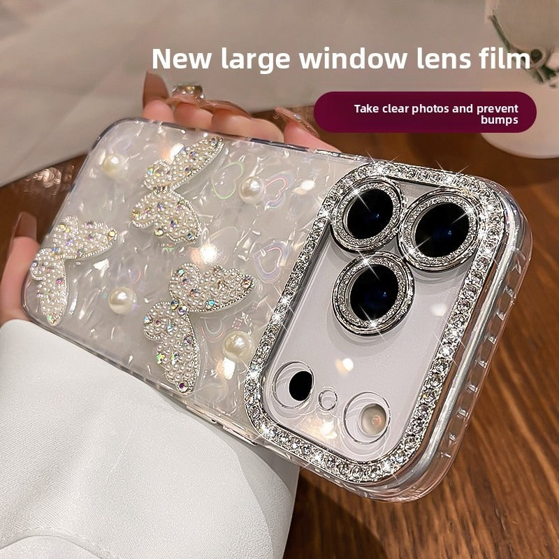 3D Pearl iPhone Case - Diamond Lens Protection