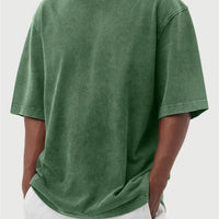 Mens Washed Color Distressed Pullover T-Shirt