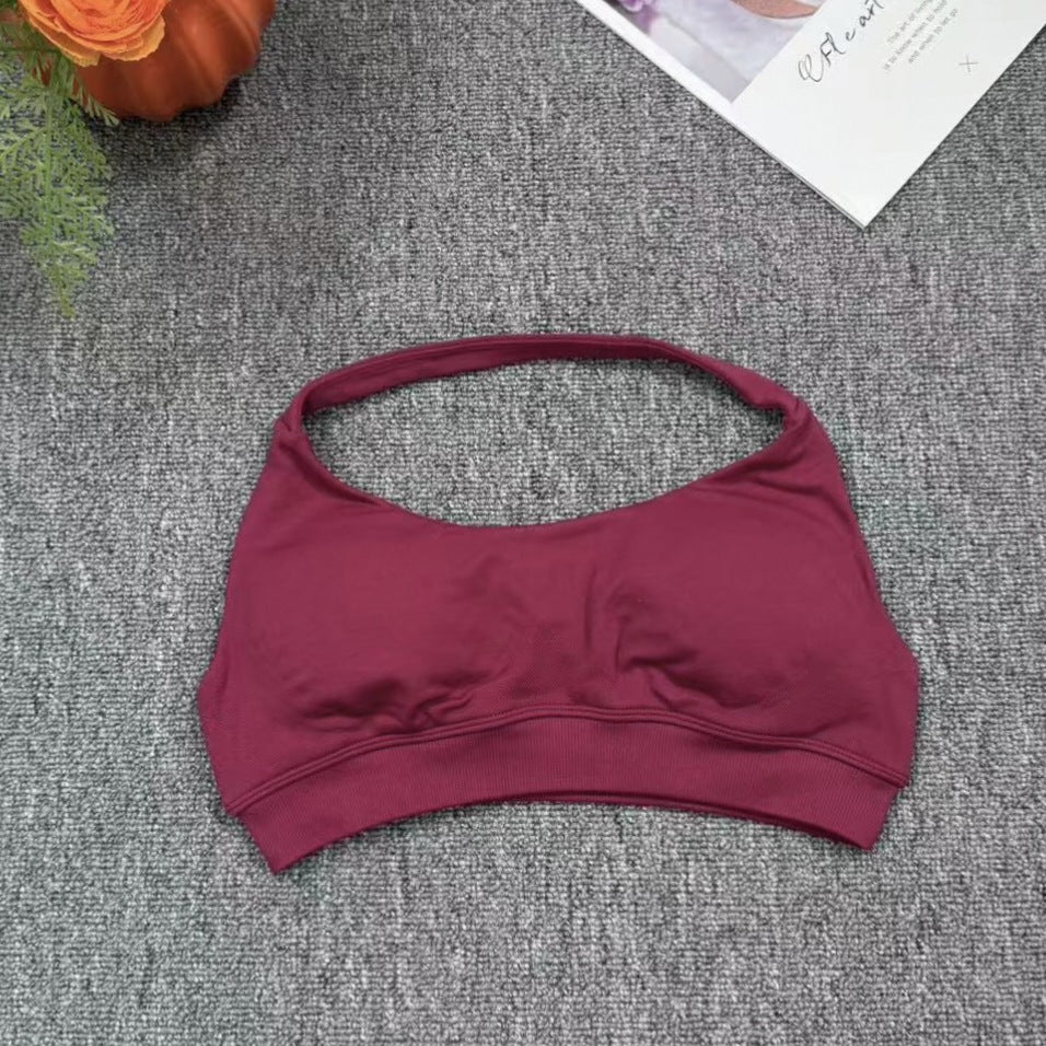 High Elastic Yoga Outfit Halter Bra Shorts Set