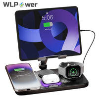 6-in-1 Wireless Charging Station - 15W Fast Charger with Clock