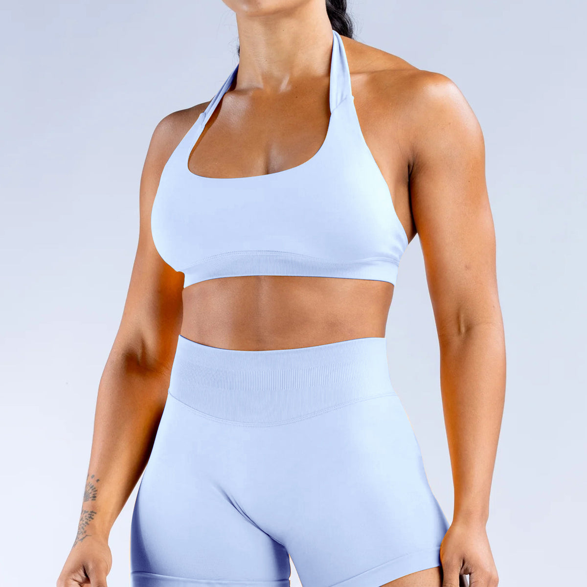 High Elastic Yoga Outfit Halter Bra Shorts Set