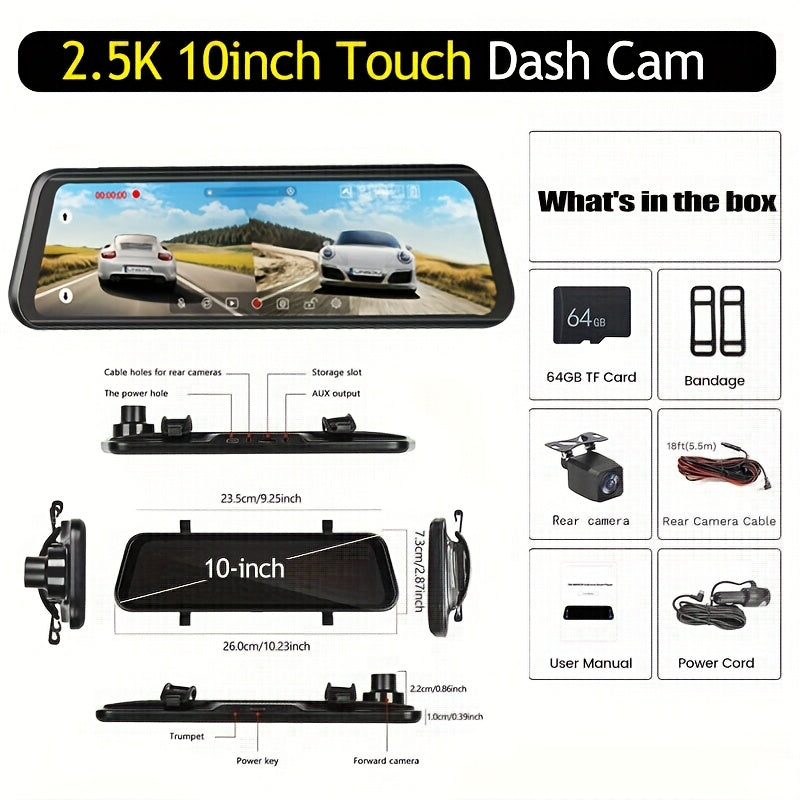 Smart Mirror Dash Cam with CarPlay & Android Auto